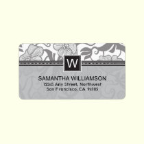 Floral Monogram Return Address Labels (black) labels