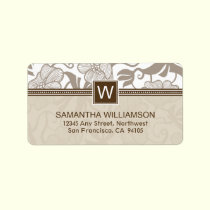 Floral Monogram Return Address Labels (brown) labels