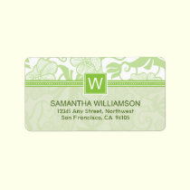 Floral Monogram Return Address Labels (green) labels