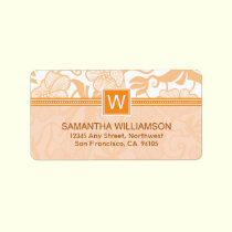 Floral Monogram Return Address Labels (orange) labels