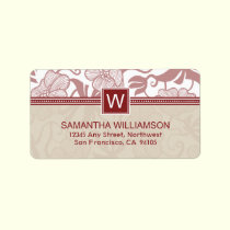 Floral Monogram Return Address Labels (red) labels