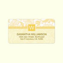 Floral Monogram Return Address Labels (yellow) labels