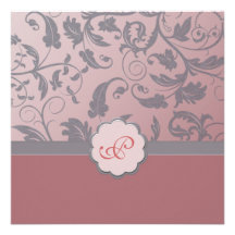 Floral Monogram Wedding Invitation