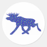 Floral Moose Round Sticker