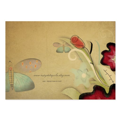 Floral nature handmade art woman business card (back side)