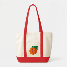 Floral orange tote bags