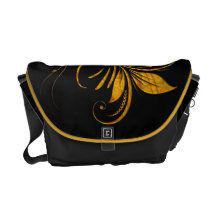 Floral Ornament in Gold Courier Bag