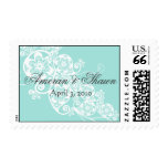 Floral Paisley Aqua Blue Announcement Postage