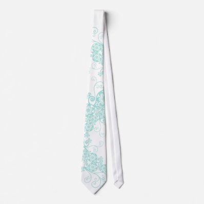 Floral Paisley Aqua Blue Stylish Custom Gift Tie