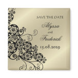 Floral Paisley Black Save The Date Magnet