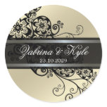 Floral Paisley Black & Silver Favors Label Sticker Floral Paisley Black & Silver Favors Label Sticker