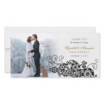 Floral Paisley Black Wedding Thank You Photo Card photo cards