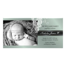 Floral Paisley Flower Chic Baby Birth Announcement Photo Card