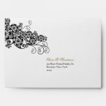 Floral Paisley Ink Black Custom Wedding Envelope
