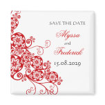 Floral Paisley Red Save The Date Custom Magnet