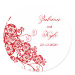 Floral Paisley Scarlet Red Favors Label Sticker Floral Paisley Scarlet Red Favors Label Sticker