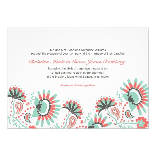 Floral Paisley Wedding Invitation