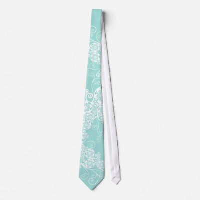 Floral Paisley White Aqua Stylish Custom Gift Tie