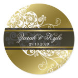 Floral Paisley White & Gold Favors Label Sticker Floral Paisley White & Gold Favors Label Sticker