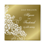 Floral Paisley White & Gold Save The Date Magnet magnets