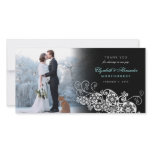 Floral Paisley White Wedding Thank You Photo Card