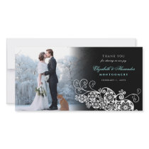 Floral Paisley White Wedding Thank You Photo Card photo cards