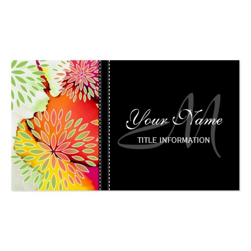 Floral Pattern and Watercolor Abstract Painting Business Cards (front side)