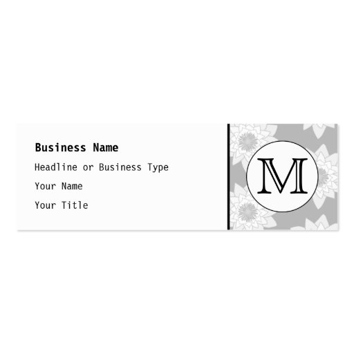 Floral Pattern, Black and White Custom Monogram. Business Cards (front side)