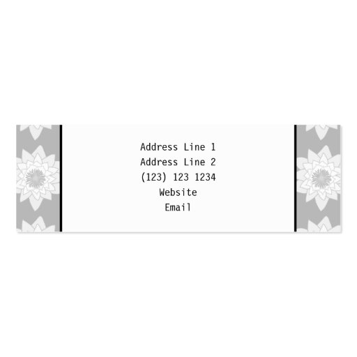 Floral Pattern, Black and White Custom Monogram. Business Cards (back side)