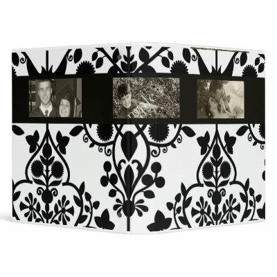 Floral Pattern Black and White Photo Binder
