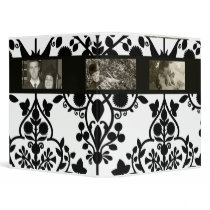 Floral Pattern Black and White Photo Binder