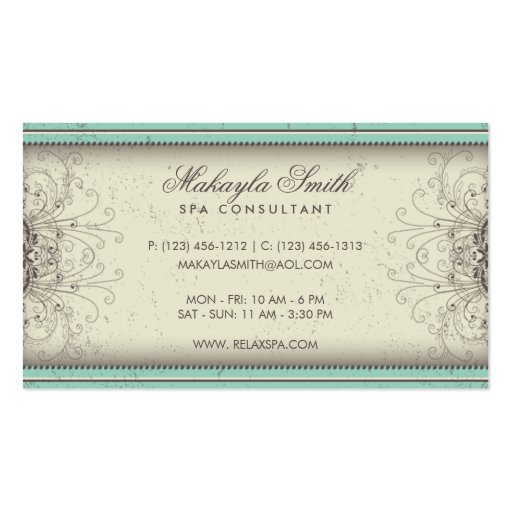 Floral Pattern Damask Elegant Modern Classy Retro Business Card Template (back side)