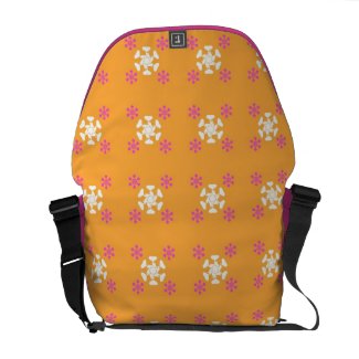 Floral pattern on orange courier bag