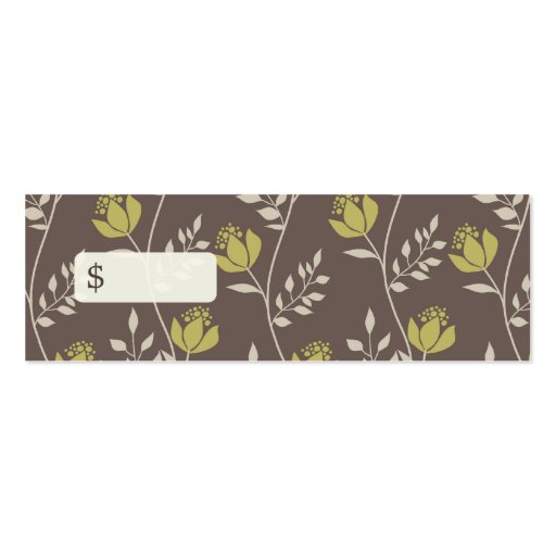 Floral Pattern Price Tags, Profile Cards Business Card (back side)