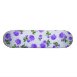 Floral patterns: purple roses on baby blue skate boards