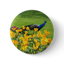 Floral Peacock Button by buttonsorbows Floral Peacock Button