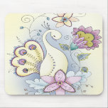 Floral Peacock Mouse Pad