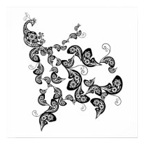 Floral Peacock Pattern Custom Poster posters