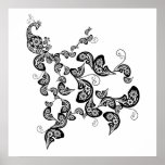 Floral Peacock Pattern Custom Poster