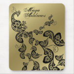 Floral Peacock Pattern Gold Custom Gift Mousepad Floral Peacock Pattern Gold Custom Gift Mousepad