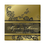 Floral Peacock Pattern Gold Wedding Gift Magnet magnets