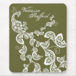 Floral Peacock Pattern White Custom Gift Mousepad Floral Peacock Pattern White Custom Gift Mousepad
