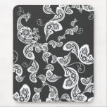 Floral Peacock Pattern White Custom Gift Mousepad