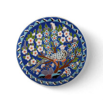 Floral Peacock Tile Art Pin