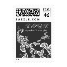 Floral Peacock White RSVP Wedding Custom Stamps