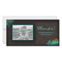 Floral Photo Card Template Blue Green Brown photo cards