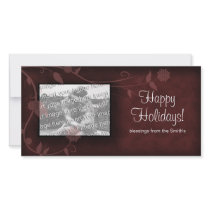 Floral Photo Card Template Burgundy Thanksgiving photo cards