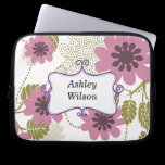 floral pink and purple personalized laptop sleeves
