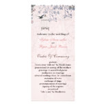 floral pink bird cage, love birds wedding programs customized rack card