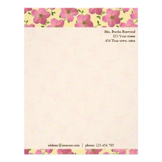 Floral Pink Garden Flowers Photo Custom Address